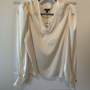NWT Express Ivory colored smocked cuff blouse size Medium